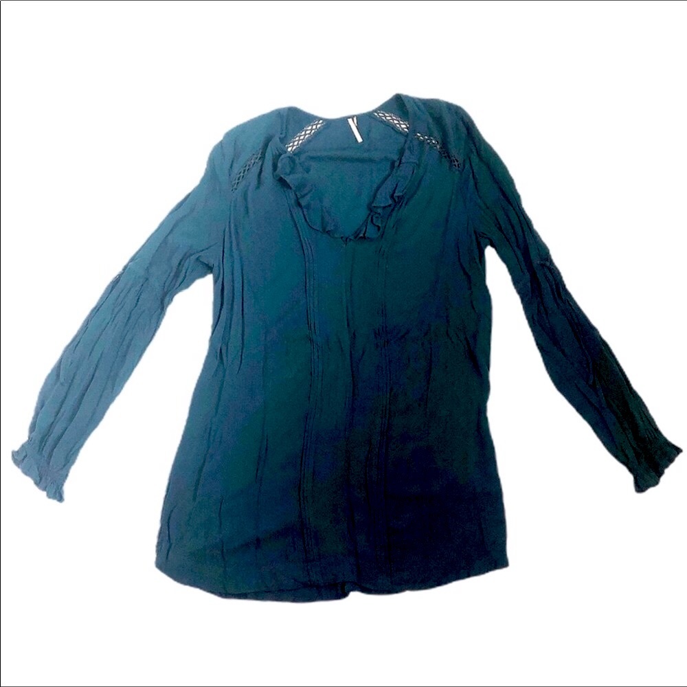 Free People Boho Peasant Elastic Sleeve Blue Dress